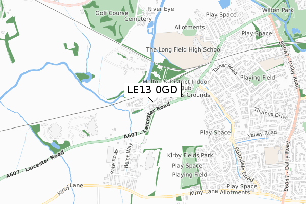 LE13 0GD map - small scale - OS Open Zoomstack (Ordnance Survey)