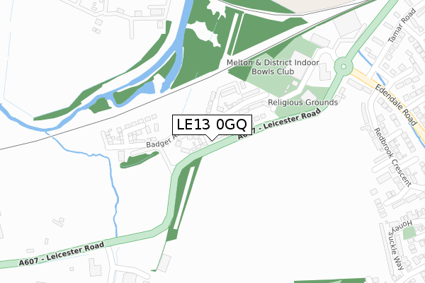 LE13 0GQ map - large scale - OS Open Zoomstack (Ordnance Survey)