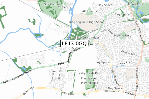 LE13 0GQ map - small scale - OS Open Zoomstack (Ordnance Survey)