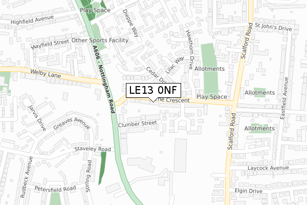 LE13 0NF map - large scale - OS Open Zoomstack (Ordnance Survey)