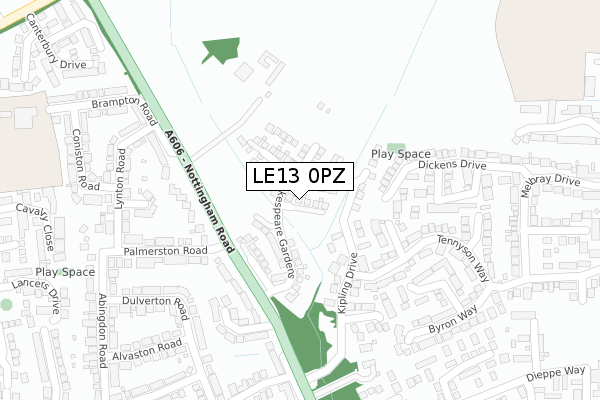 LE13 0PZ map - large scale - OS Open Zoomstack (Ordnance Survey)