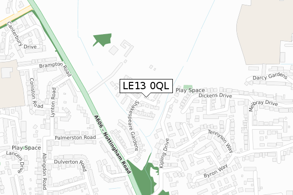 LE13 0QL map - large scale - OS Open Zoomstack (Ordnance Survey)