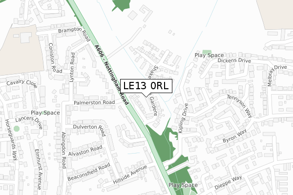 LE13 0RL map - large scale - OS Open Zoomstack (Ordnance Survey)