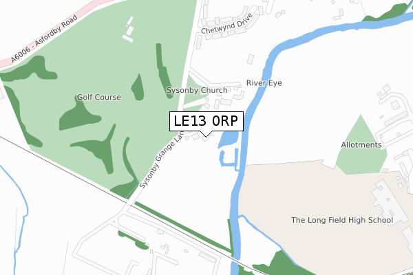 LE13 0RP map - large scale - OS Open Zoomstack (Ordnance Survey)