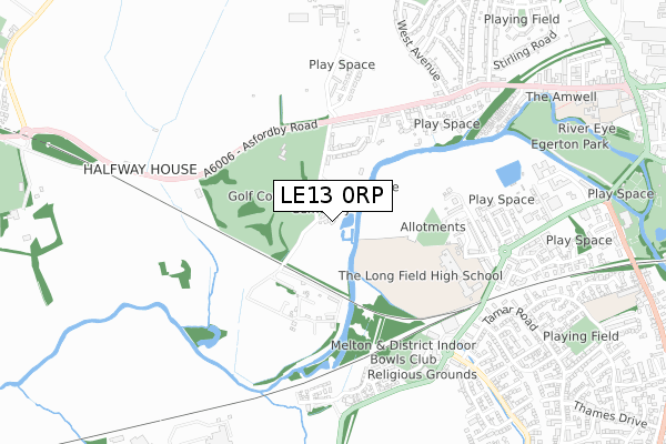 LE13 0RP map - small scale - OS Open Zoomstack (Ordnance Survey)