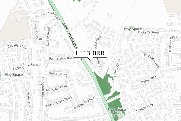 LE13 0RR map - large scale - OS Open Zoomstack (Ordnance Survey)