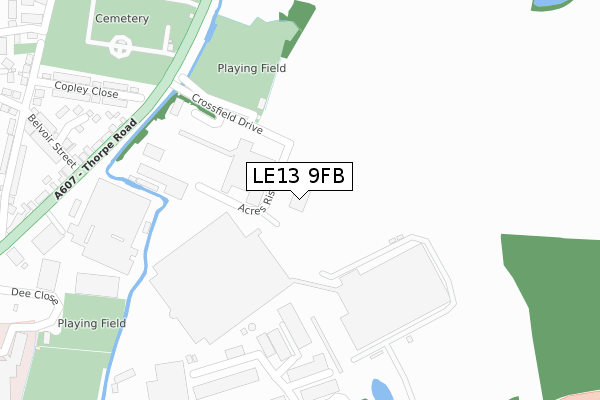 LE13 9FB map - large scale - OS Open Zoomstack (Ordnance Survey)