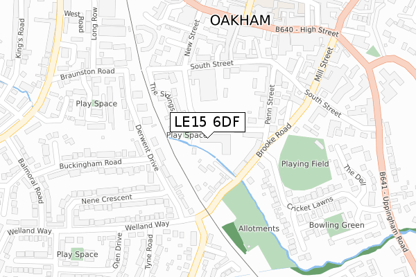 LE15 6DF map - large scale - OS Open Zoomstack (Ordnance Survey)