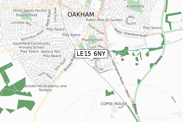 LE15 6NY map - small scale - OS Open Zoomstack (Ordnance Survey)