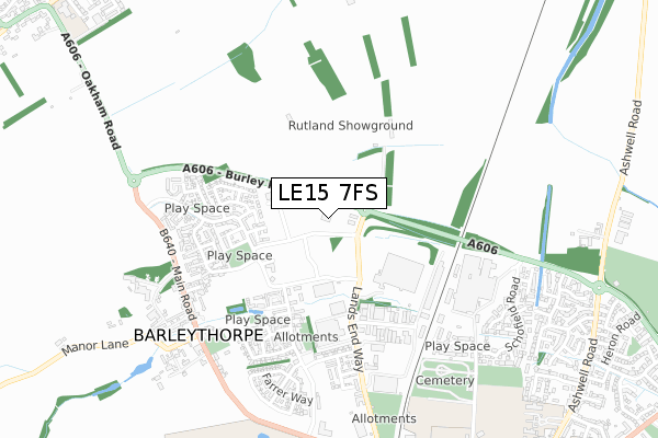 LE15 7FS map - small scale - OS Open Zoomstack (Ordnance Survey)