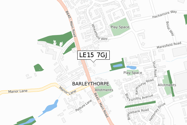 LE15 7GJ map - large scale - OS Open Zoomstack (Ordnance Survey)