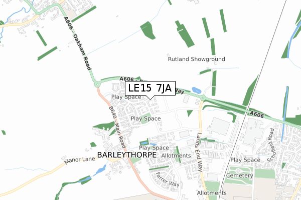 LE15 7JA map - small scale - OS Open Zoomstack (Ordnance Survey)