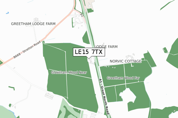 LE15 7TX map - small scale - OS Open Zoomstack (Ordnance Survey)