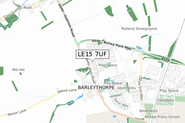 LE15 7UF map - small scale - OS Open Zoomstack (Ordnance Survey)