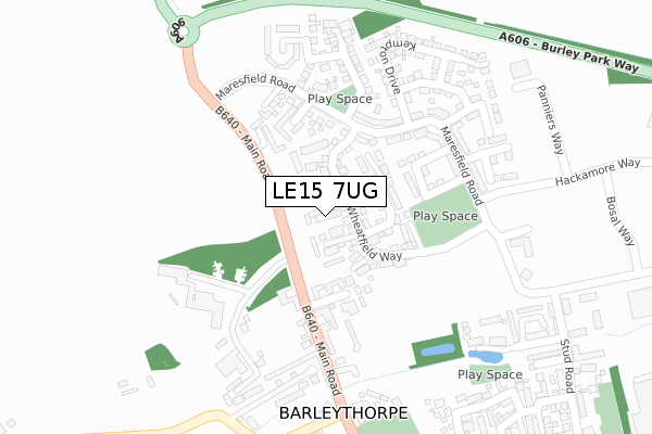 LE15 7UG map - large scale - OS Open Zoomstack (Ordnance Survey)