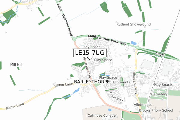 LE15 7UG map - small scale - OS Open Zoomstack (Ordnance Survey)