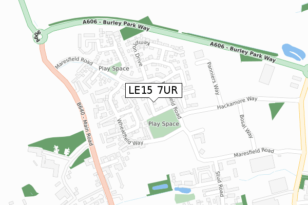 LE15 7UR map - large scale - OS Open Zoomstack (Ordnance Survey)