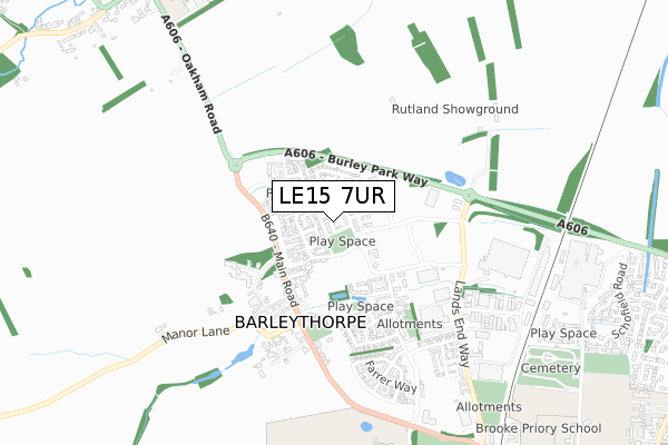 LE15 7UR map - small scale - OS Open Zoomstack (Ordnance Survey)