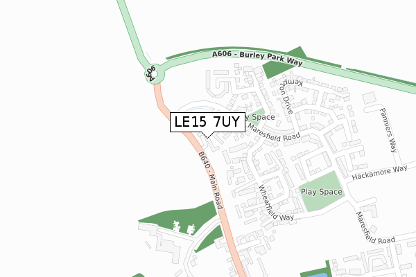 LE15 7UY map - large scale - OS Open Zoomstack (Ordnance Survey)