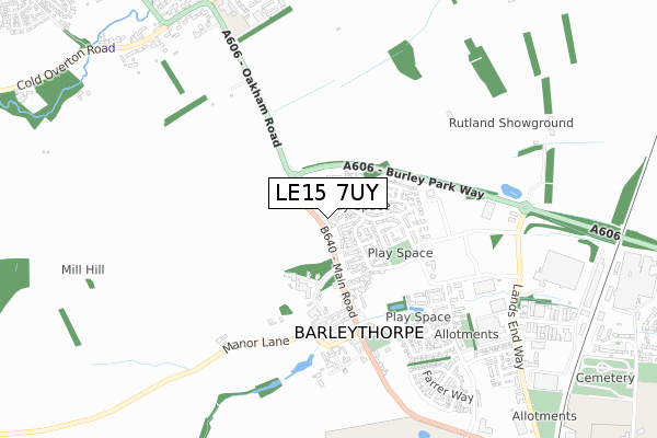 LE15 7UY map - small scale - OS Open Zoomstack (Ordnance Survey)