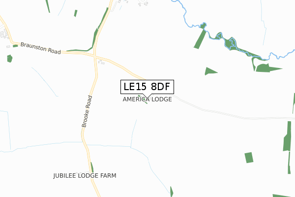 LE15 8DF map - small scale - OS Open Zoomstack (Ordnance Survey)