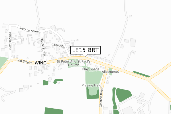 LE15 8RT map - large scale - OS Open Zoomstack (Ordnance Survey)