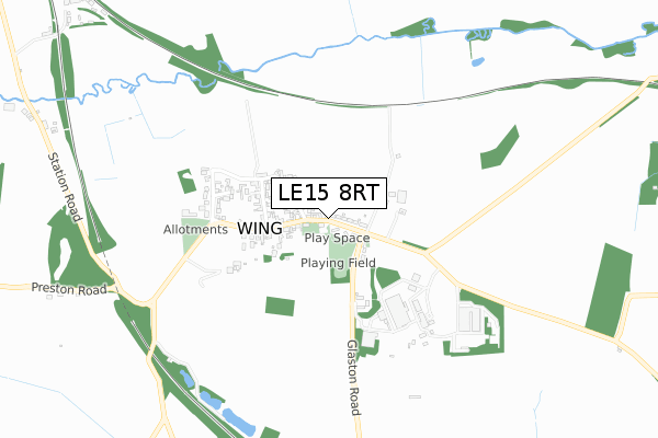 LE15 8RT map - small scale - OS Open Zoomstack (Ordnance Survey)