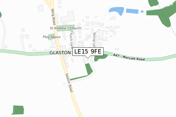 LE15 9FE map - large scale - OS Open Zoomstack (Ordnance Survey)