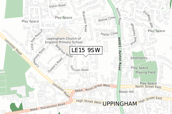 LE15 9SW map - large scale - OS Open Zoomstack (Ordnance Survey)