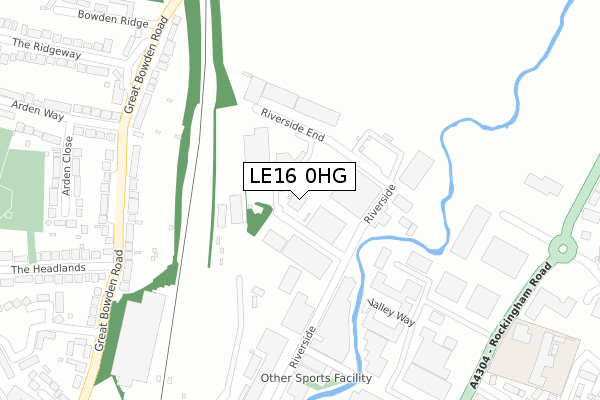 LE16 0HG map - large scale - OS Open Zoomstack (Ordnance Survey)