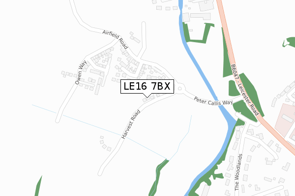 LE16 7BX map - large scale - OS Open Zoomstack (Ordnance Survey)