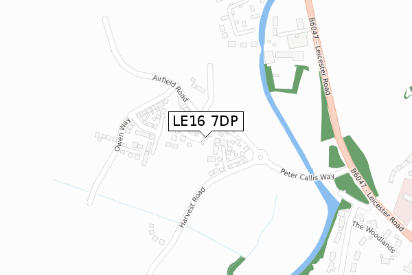 LE16 7DP map - large scale - OS Open Zoomstack (Ordnance Survey)