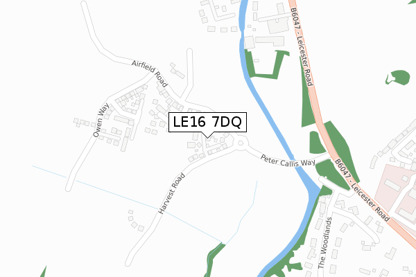 LE16 7DQ map - large scale - OS Open Zoomstack (Ordnance Survey)