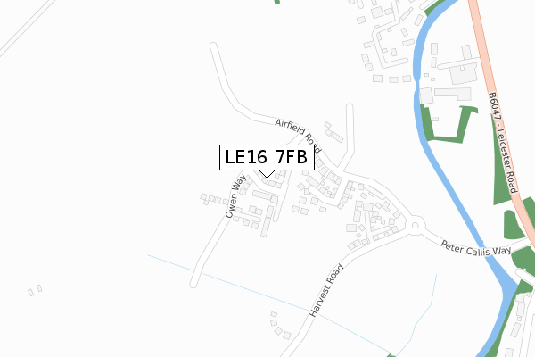 LE16 7FB map - large scale - OS Open Zoomstack (Ordnance Survey)