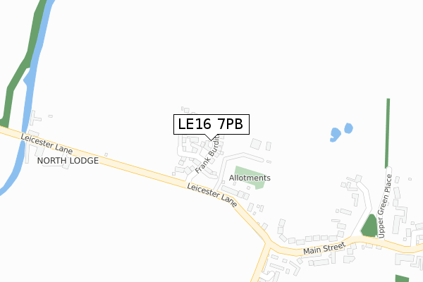 LE16 7PB map - large scale - OS Open Zoomstack (Ordnance Survey)