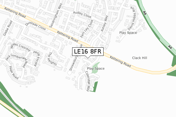 LE16 8FR map - large scale - OS Open Zoomstack (Ordnance Survey)