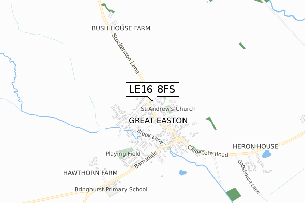 LE16 8FS map - small scale - OS Open Zoomstack (Ordnance Survey)