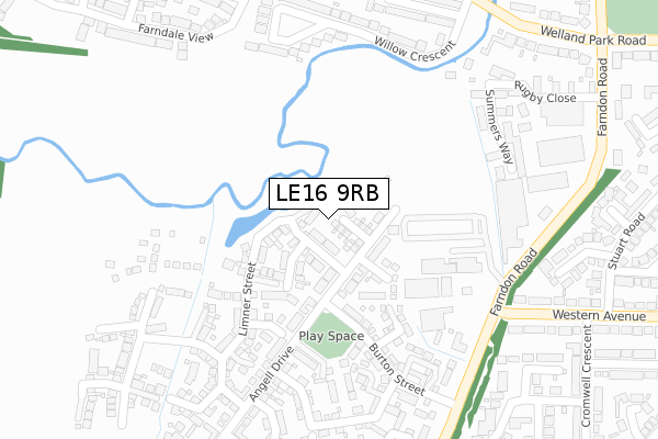 LE16 9RB map - large scale - OS Open Zoomstack (Ordnance Survey)