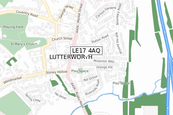 LE17 4AQ map - large scale - OS Open Zoomstack (Ordnance Survey)