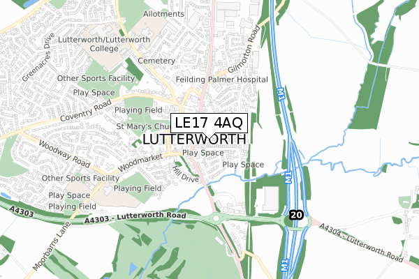 LE17 4AQ map - small scale - OS Open Zoomstack (Ordnance Survey)