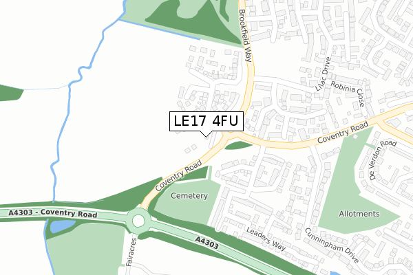 LE17 4FU map - large scale - OS Open Zoomstack (Ordnance Survey)