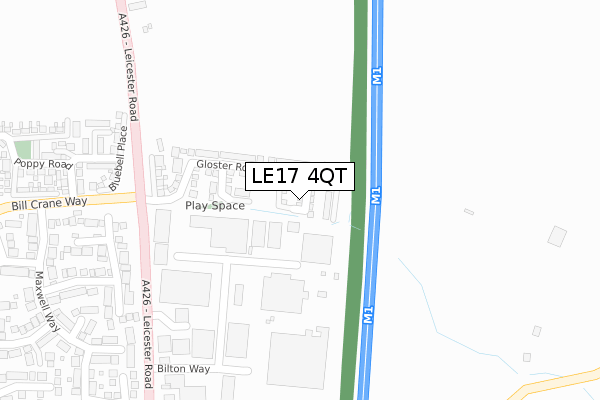 LE17 4QT map - large scale - OS Open Zoomstack (Ordnance Survey)