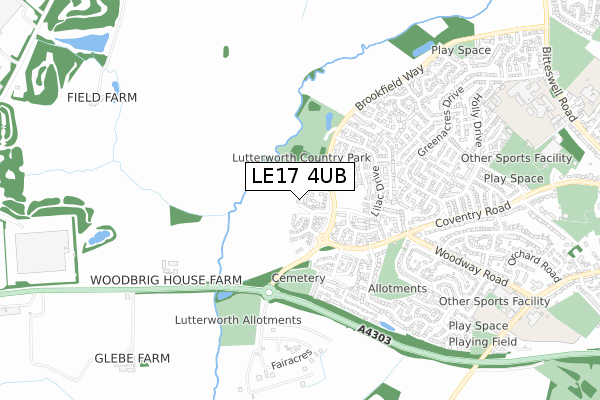 LE17 4UB map - small scale - OS Open Zoomstack (Ordnance Survey)