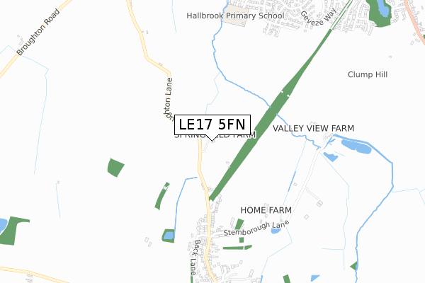 LE17 5FN map - small scale - OS Open Zoomstack (Ordnance Survey)