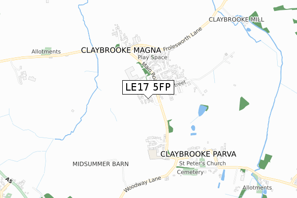 LE17 5FP map - small scale - OS Open Zoomstack (Ordnance Survey)