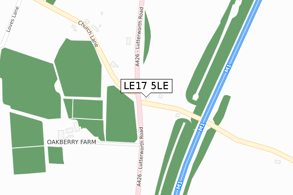 LE17 5LE map - large scale - OS Open Zoomstack (Ordnance Survey)