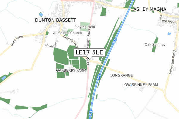 LE17 5LE map - small scale - OS Open Zoomstack (Ordnance Survey)