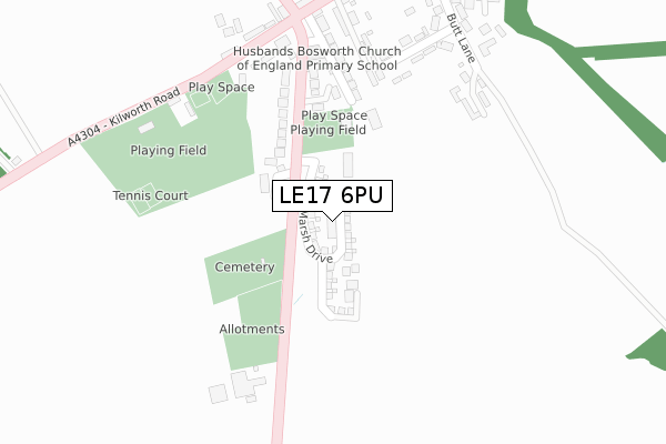 LE17 6PU map - large scale - OS Open Zoomstack (Ordnance Survey)