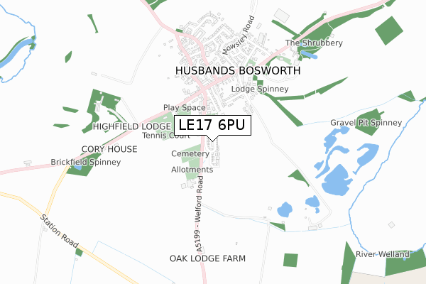 LE17 6PU map - small scale - OS Open Zoomstack (Ordnance Survey)