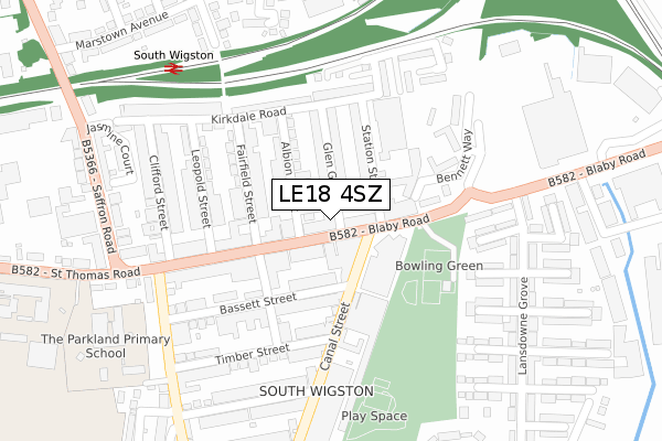 LE18 4SZ map - large scale - OS Open Zoomstack (Ordnance Survey)